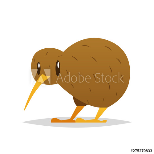 500x500 Cartoon Kiwi Bird Vector Isolated Illustration