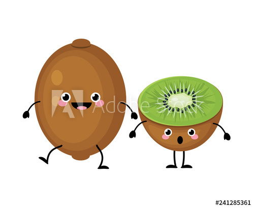 500x409 Kiwi Fruit Vector Characters Isolated On White Background Kawa