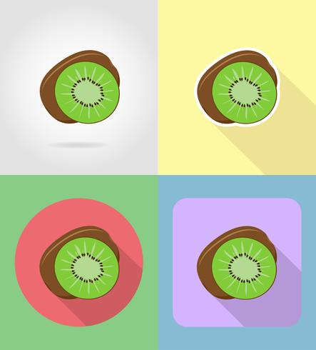443x490 Kiwi Fruits Flat Set Icons With The Shadow Vector Illustration