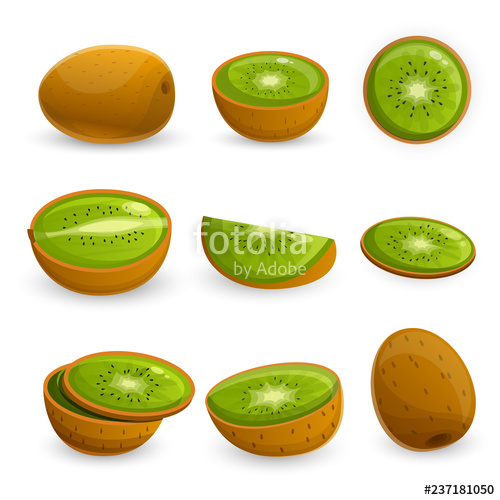 500x500 Kiwi Icon Set Cartoon Set Of Kiwi Vector Icons For Web Design
