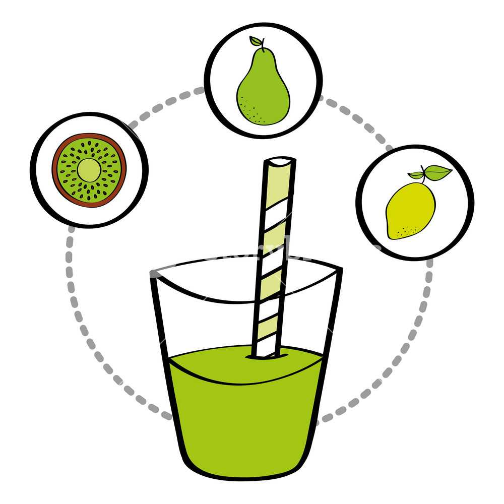 1000x1000 Fresh Smoothie Juice Drink Fruit Lemon Pear And Kiwi Vector
