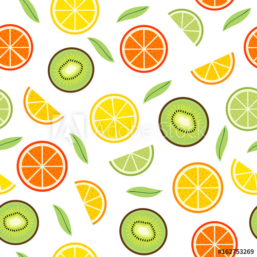 500x500 Seamless Pattern With Orange And Kiwi