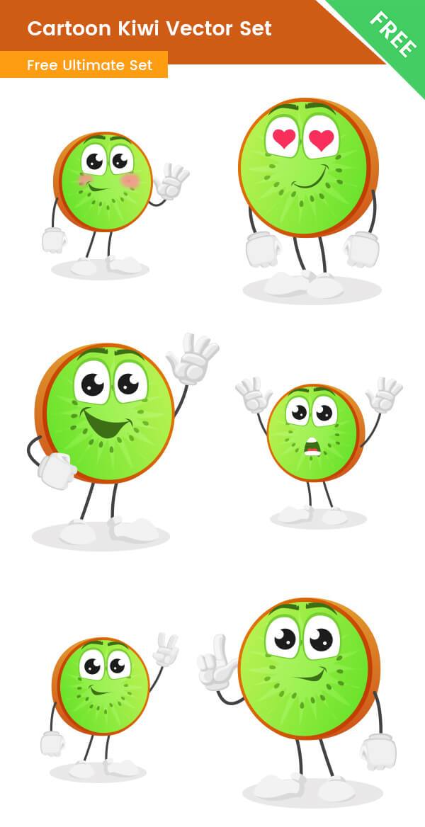 600x1168 Cartoon Kiwi Vector Set