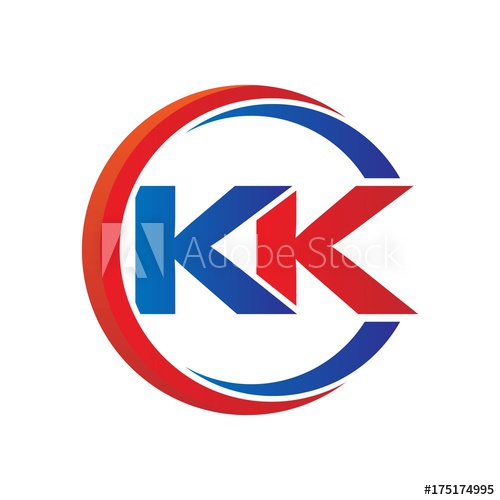 500x500 Kk Logo Vector Modern Initial Swoosh Circle Blue And Red