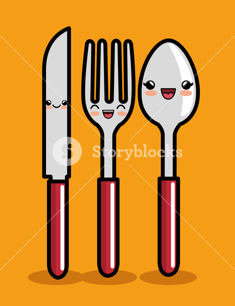 Kawaii Knife Spoon And Fork Icon Design Vector Illustration 767x1000 Kawaii Knife Spoon And Fork Icon Design Vector Illustration