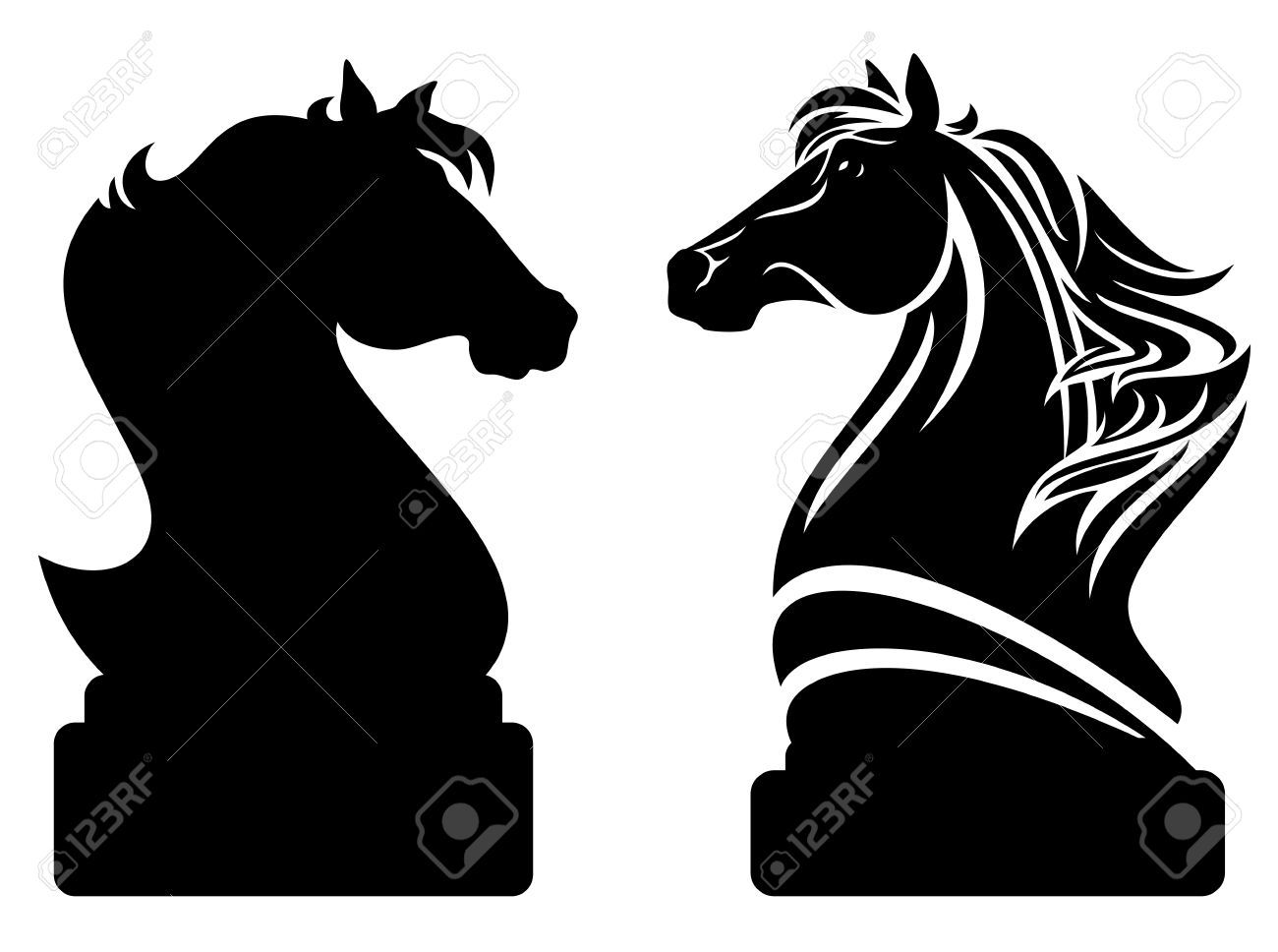 1300x968 Stock Vector Pony Up Horse Profile, Knight Chess, Chess Piece