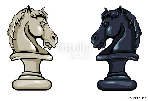 500x340 Vector Chess Knight Black And White Variation Stock Image