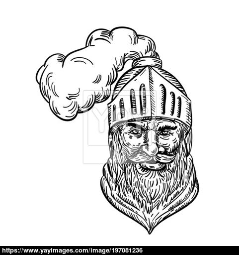 481x512 Old Knight Head Drawing Vector