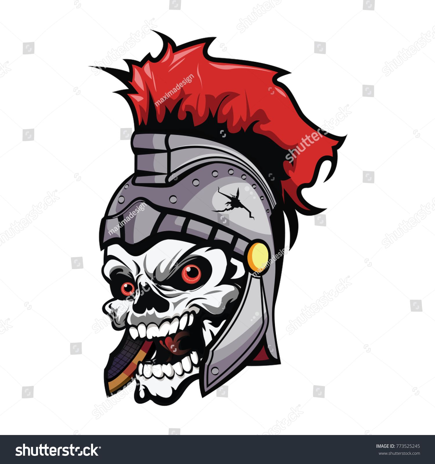 1500x1600 Head Skull With Knight Warrior Helmet Vector Illustration