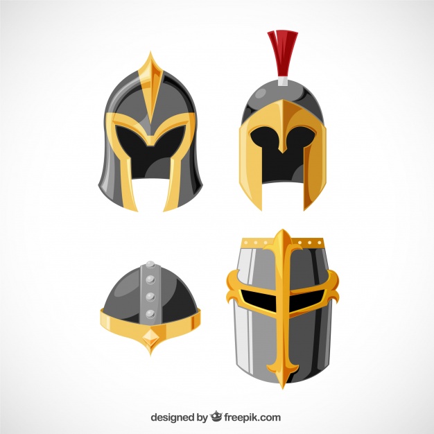 626x626 Colorful Set Of Knight Helmet Vector Free Download