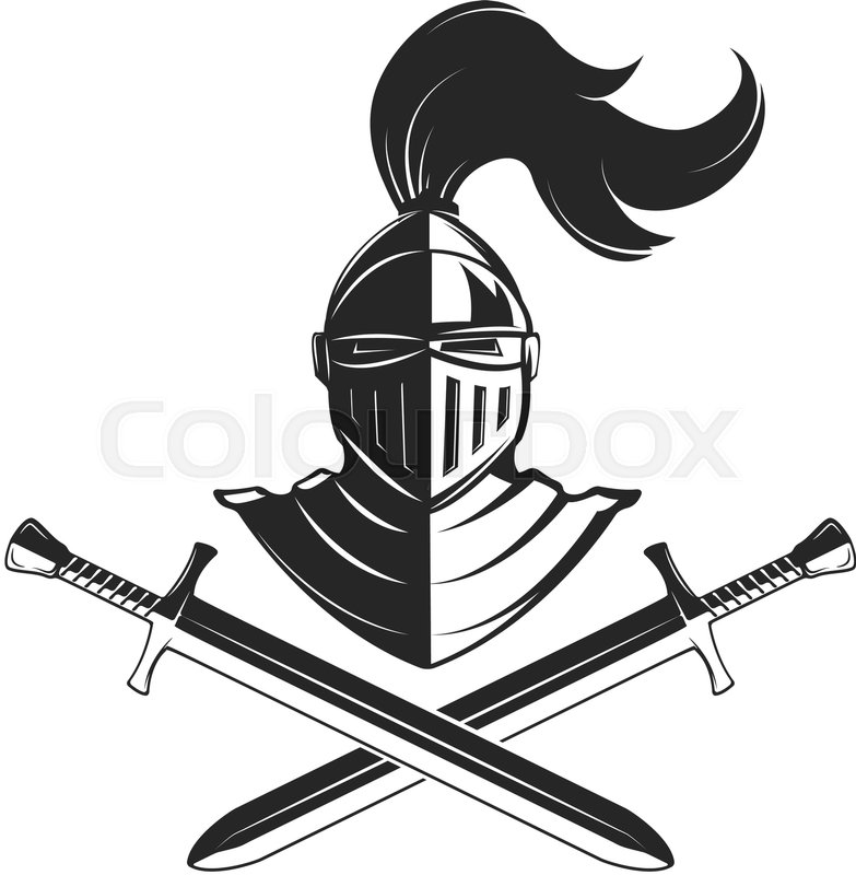 783x800 Knight Helmet With Two Swords Isolated Stock Vector Colourbox