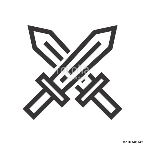 500x500 Sword Logo Knight Icon Warrior Symbol Vector Stock