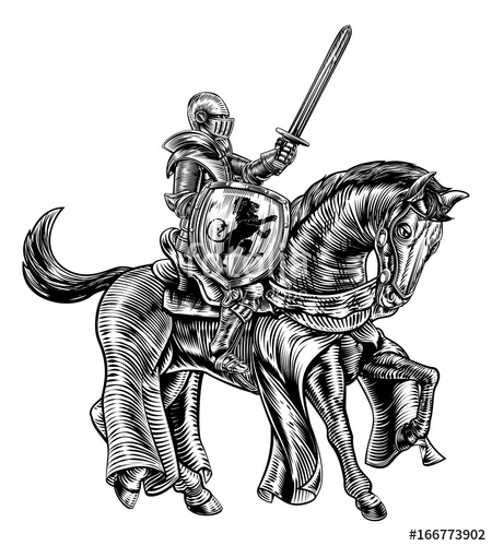 Medieval Knight Horse Vintage Woodblock Engraving Stock Image 450x500 Medieval Knight Horse Vintage Woodblock Engraving Stock Image