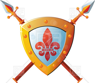 Beautiful Knight Shield With Two Crossed Spears Vector Image 400x347 Beautiful Knight Shield With Two Crossed Spears Vector Image