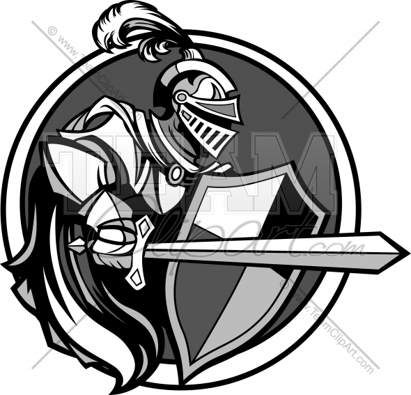 Medieval Knight With Sword And Shield Vector Image 590x567 Medieval Knight With Sword And Shield Vector Image