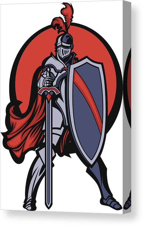 Knight Mascot With Sword And Shield Vector Image Canvas Print 470x740 Knight Mascot With Sword And Shield Vector Image Canvas Print