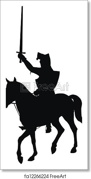 296x580 Free Art Print Of Vector Horseman Knight With Sword Riding