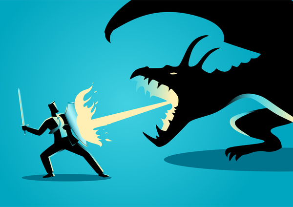 600x424 Businessman Silhouette Knight Dragon Vector Free Download
