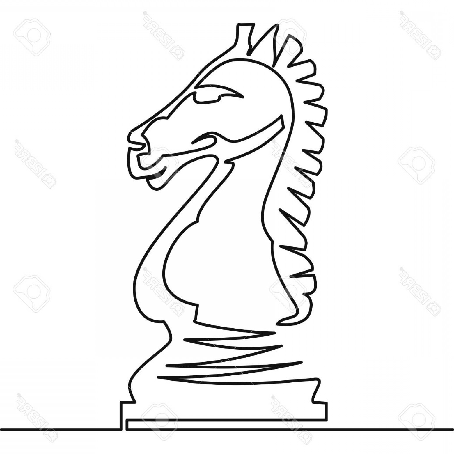 1560x1560 Photostock Vector Chess Knight Vector Continuous Line Drawing