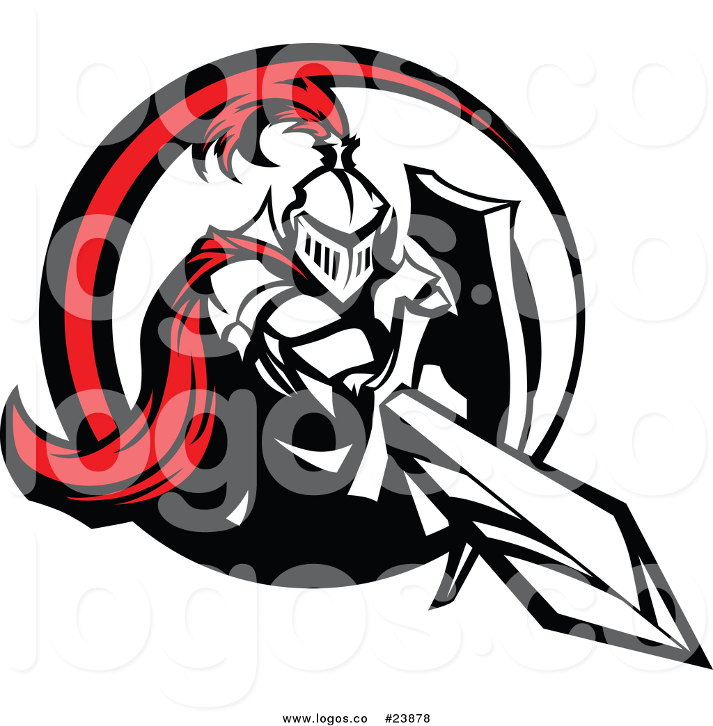 1024x1044 Vector Logo Of A Red And Black And White Knight Stabbing