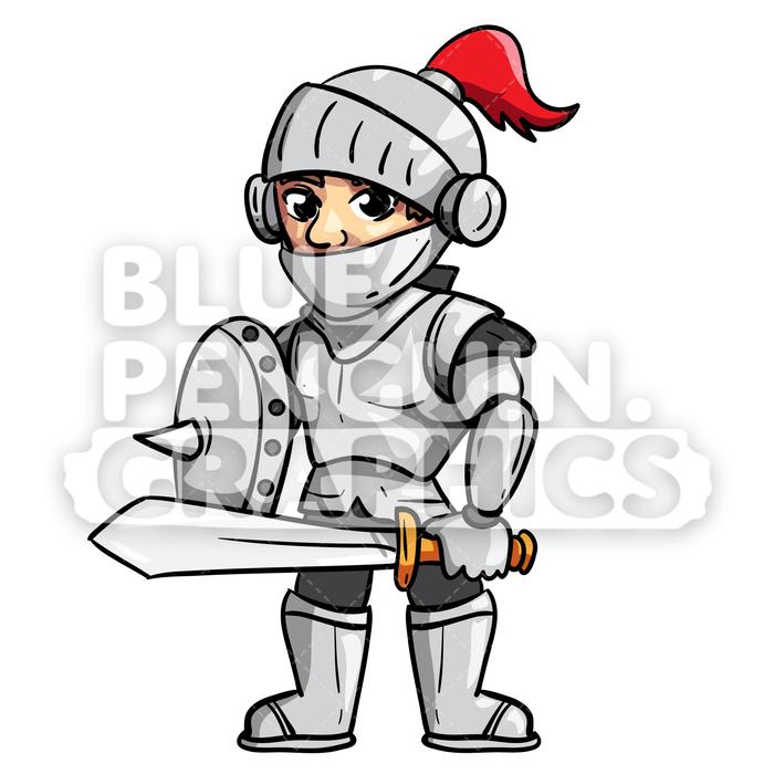 700x700 Borg Cool Knight Vector Cartoon Clipart Illustration Blue