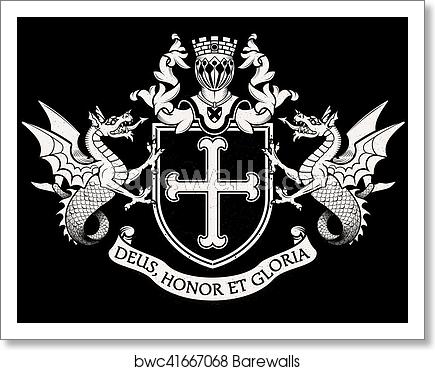 435x370 Coat Of Arms Knight Vector Illustration, Art Print Barewalls