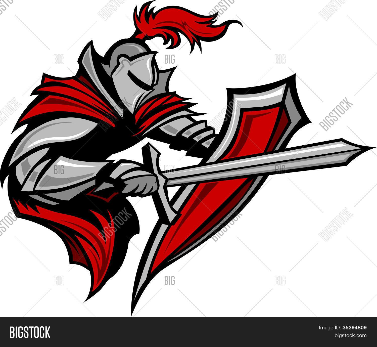 Knight Warrior Mascot Stabbing With Sword And Defend Vector Picture 1500x1380 Knight Warrior Mascot Stabbing With Sword And Defend Vector Picture