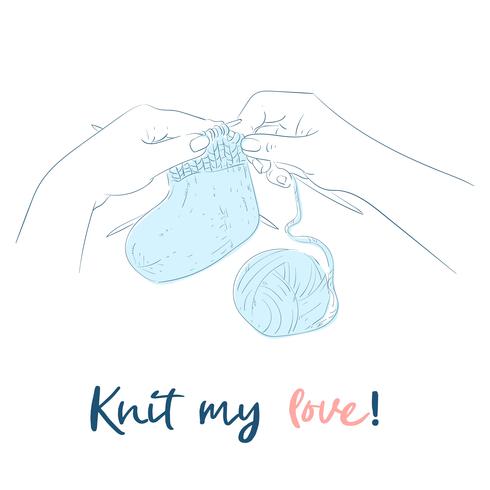 490x490 Hands With Knitting Needles Handmade Vector Illustration