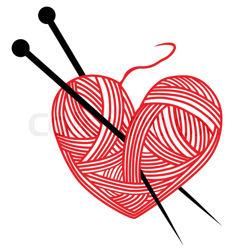 800x800 Heart Wool Knitting Needle Isolates Stock Vector Colourbox