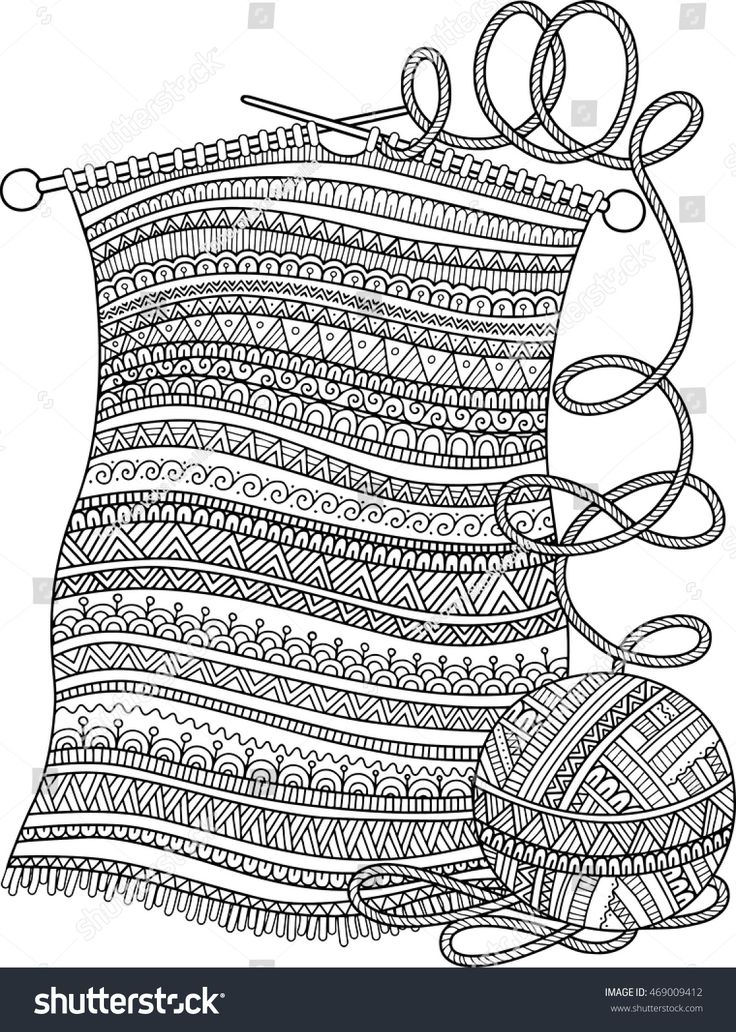 736x1032 Knitting Patterns Needles Vector Coloring Book For Adult Openwork