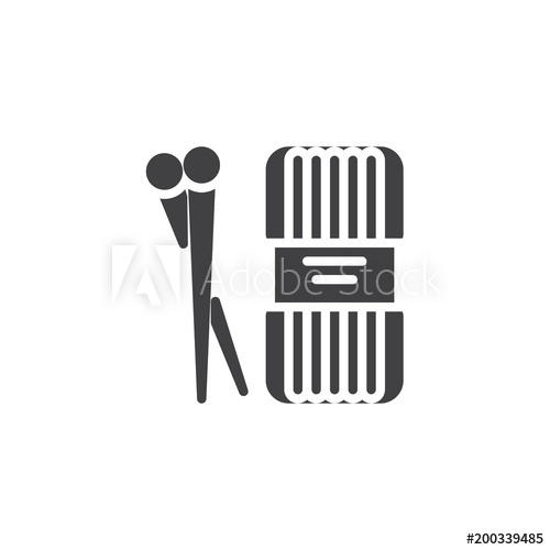 500x500 Yarn Threads And Knitting Needles Vector Icon Filled Flat Sign