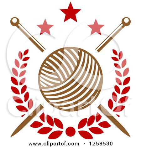 450x470 Clipart Of Knitting Needles And Yarn With Stars