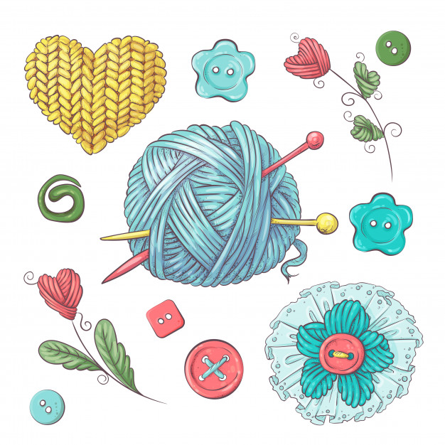 Set For Handmade Ball For Crocheting And Knitting Vector 626x626 Set For Handmade Ball For Crocheting And Knitting Vector