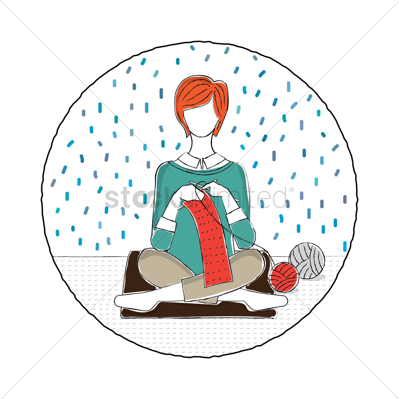 Woman Knitting Vector Image 1300x1300 Woman Knitting Vector Image