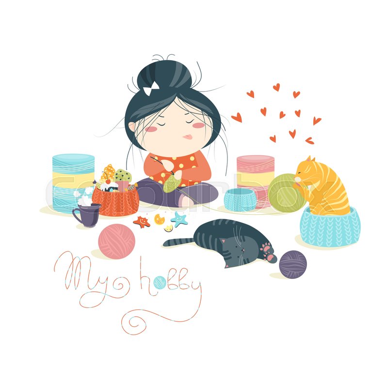 Funny Pretty Girl Knitting Vector Stock Vector Colourbox 800x800 Funny Pretty Girl Knitting Vector Stock Vector Colourbox