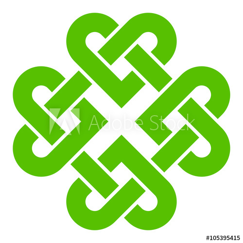500x500 Leaf Clover Shaped Chinese Or Celtic Knot, Vector Illustration