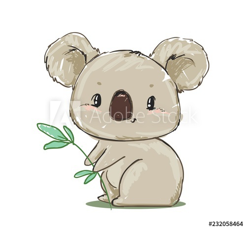500x465 Hand Drawn Cute Koala Bear Vector Illustration Children Print