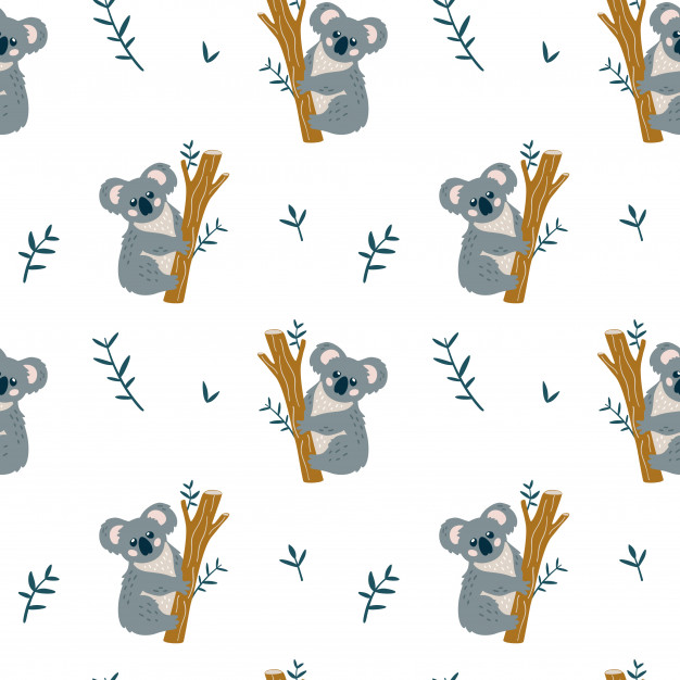 626x626 Seamless Childish Pattern With Cute Koala Bear Vector Premium