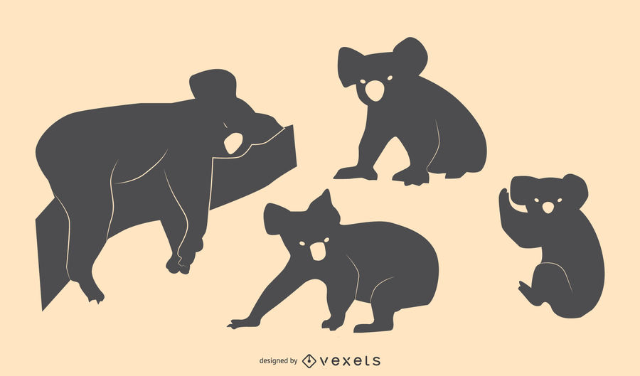 900x529 Koala Silhouette Design Set