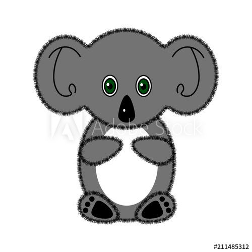 500x500 Koala Bear Cute Cartoon Bear Character Gray Silhouette White