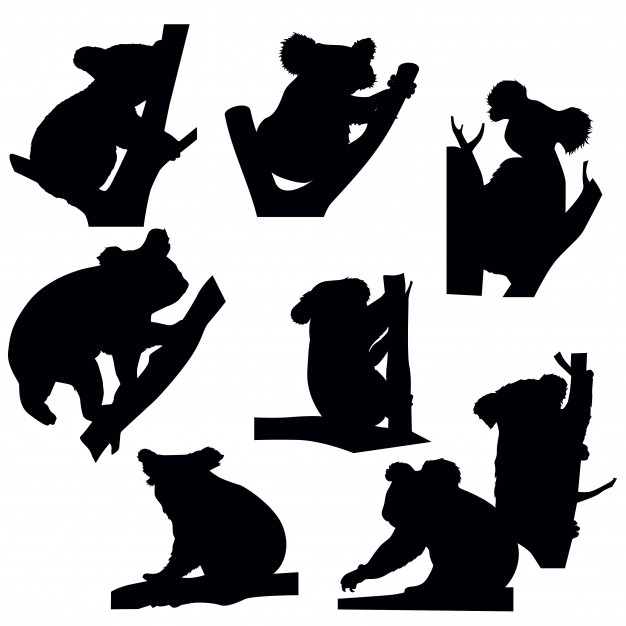 626x626 Koala Silhouette Set Vector Premium Download