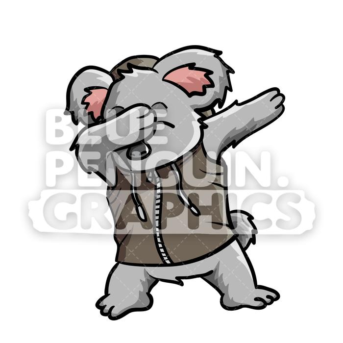 700x700 Dabbing Koala Vector Cartoon Clipart Illustration Blue Penguin