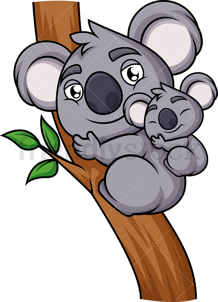 724x1000 Mother And Baby Koala Cartoon Vector Clipart