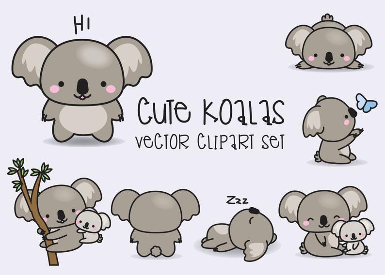 794x568 Premium Vector Clipart Kawaii Koala Cute Koalas Clipart Etsy