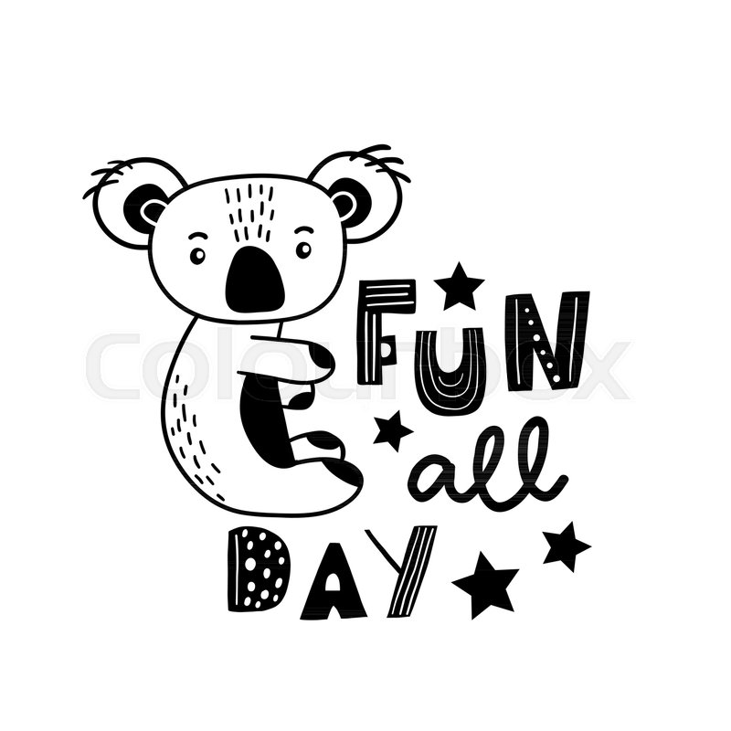 800x800 Cute Hand Drawn Koala In Black And Stock Vector Colourbox