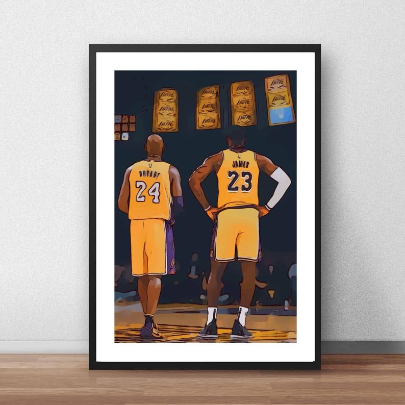 794x794 Kobe Bryant Lebron James La Lakers Vector Print Etsy