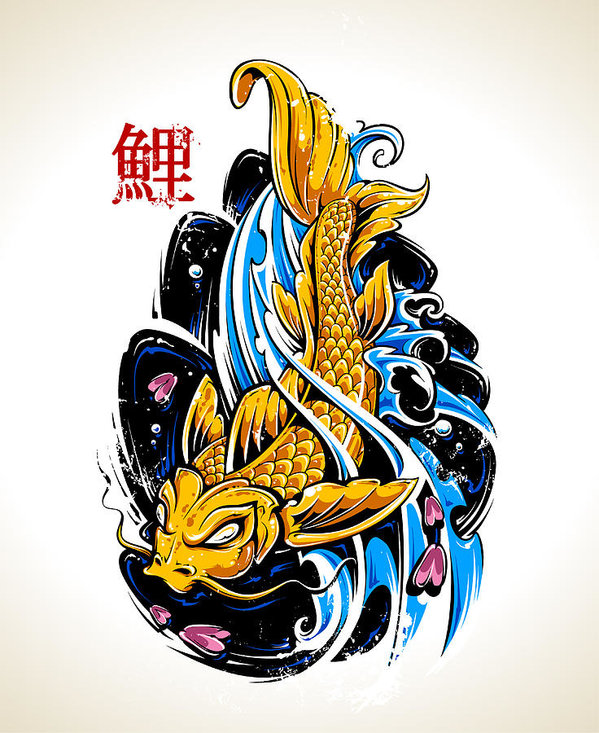 599x733 Vector Koi Fish Art Print