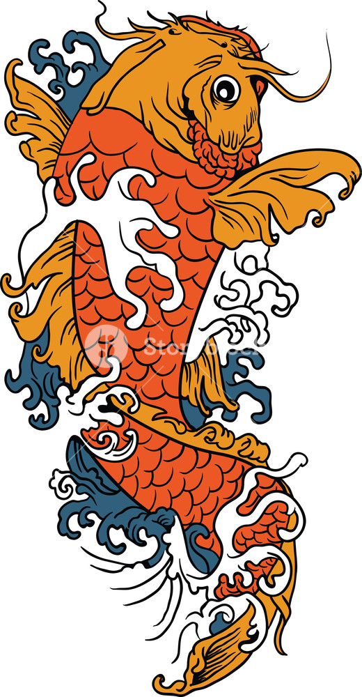 520x1000 Vector Koi Fish Royalty Free Stock Image