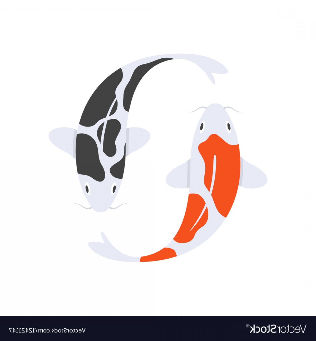 1200x1296 Flat Style Of Japanese Koi Fish Vector Lamaison