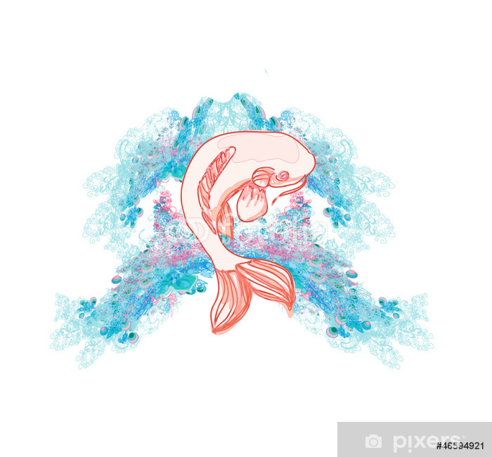 Japanese Koi Vector Background Wall Mural 700x650 Japanese Koi Vector Background Wall Mural
